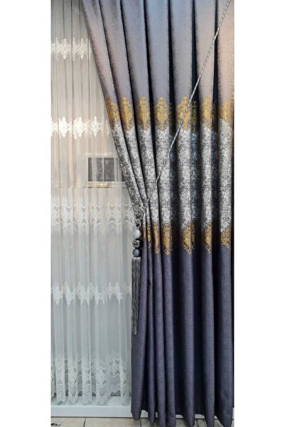 ISSA PERDE Issa Fon Pano Antrasit Gri ((tek Kanat)) (sık Pile )(en 100 X 250 ...