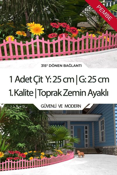 ZiDi Plastik Dekoratif Plastik Bahçe Çiti ve Peyzaj Çiti 1 ADET ÇİT (Y: 25 CM...