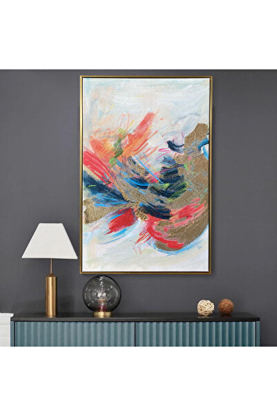 Markazip Metal Çerçeveli 60x90cm Altın Varak Boya Dokulu Kanvas Tablo RYT-1-K