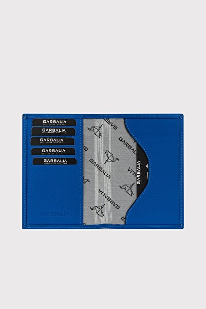 Garbalia Unisex Saks Blue Passport Case - Genuine Leather, with Card Holder Compartment