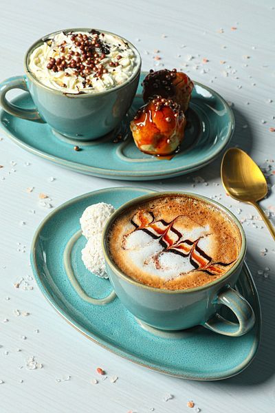 Keramika Reactive Artistic Turquoise Drip Tea Σετ παρουσίασης 4 τεμαχίων για 2 άτομα