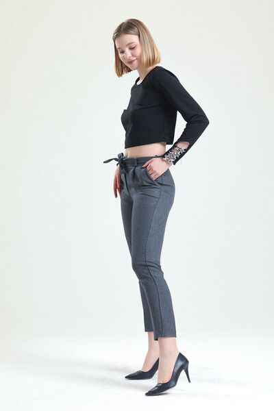 Sense Παντελόνι αστραγάλου με ζώνη μέσης |   Pnt19022 Γκρι