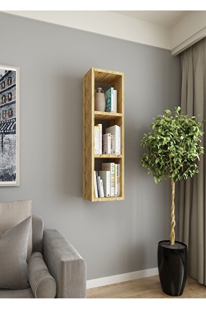Dekormer Design Duvar Rafı Tek Kitaplık 90 Cm Mobilya Atlantik Çam