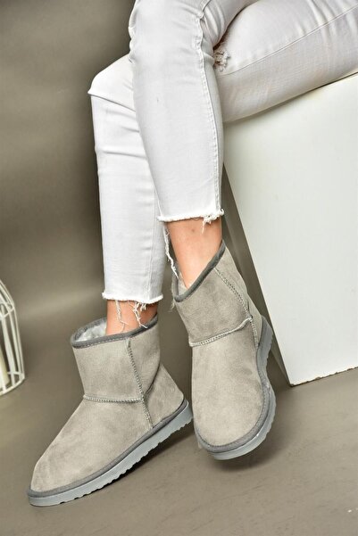 Fox Shoes R612026502 Gri Süet İçi Tüylü Kadın Bot