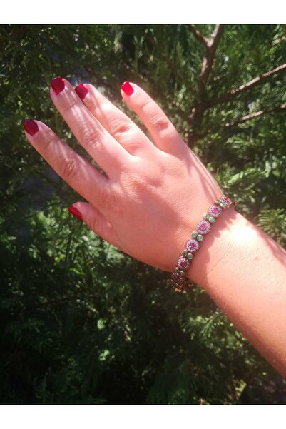 Aysesa Otantik Bakır Görünümlü Yakut Zümrüt Ve Zirkon Taşlı 925 Ayar Gümüş Bi...