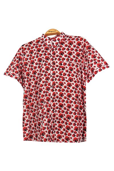 Lifeguard Men's Large Size Digital Printed Shirt-rose