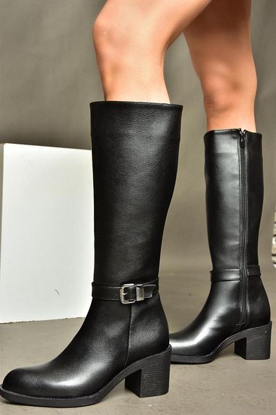Fox Shoes R404804809 Μαύρες Γυναικείες Μπότες με χαμηλό τακούνι