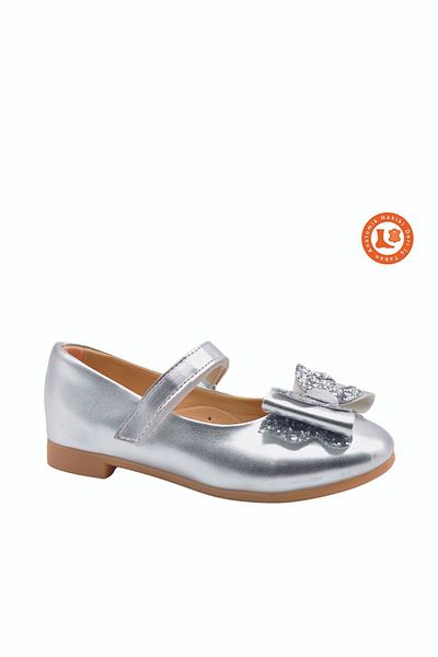 kids A more Princesa Ribbon Detailed Girl's Ballerina Shoes Silver