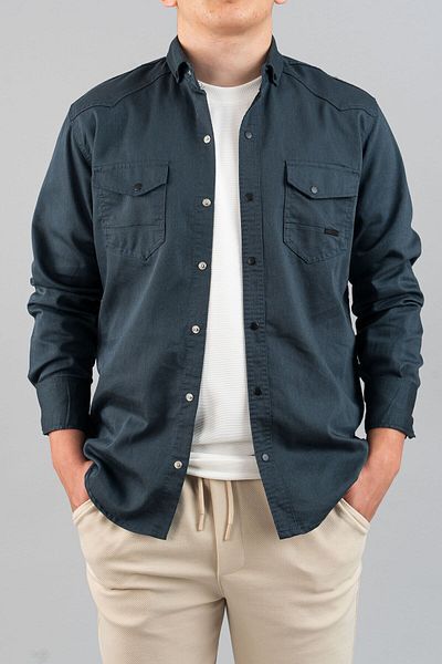 bombe Pánská džínová košile Slim Fit Ledově modrá