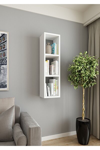 Dekormer Design Duvar Rafı Tek Kitaplık 90 Cm Mobilya Beyaz