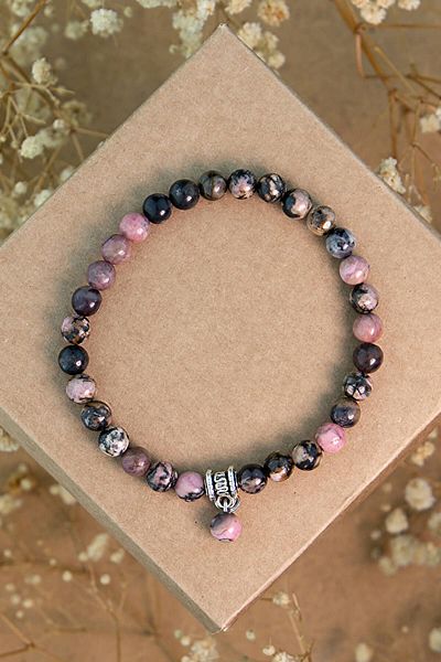 Fattum Otantik 6 MM Pink Rhodonite Stone Natural Stone Zodiac Energy Bracelet