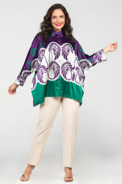 MİYORO قميص مقاس كبير بنمط قطع الخفاش