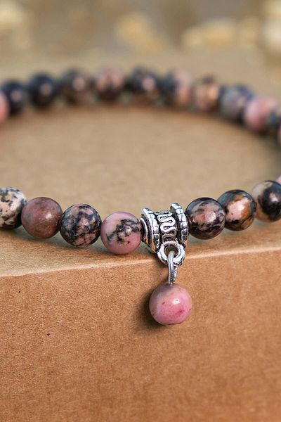 Fattum Otantik 6 MM Pink Rhodonite Stone Natural Stone Zodiac Energy Bracelet