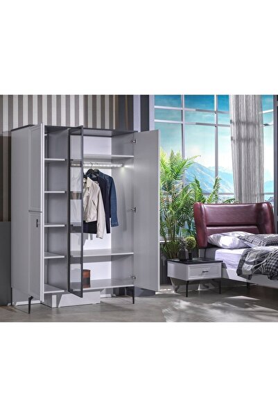 Tutku Yatak Zarif Gardrop Gri