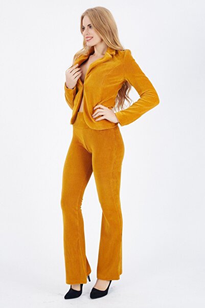 Sense Kadife Ispanyol Paça Pantolon | Pnt32405 Hardal