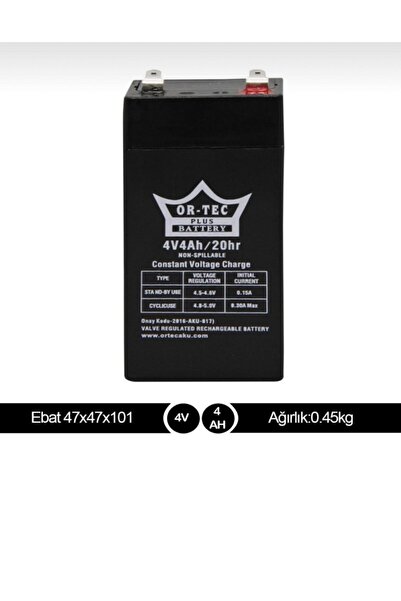 ORTEC 4v 4ah Bakımsız Kuru Akü 2025 Üretim