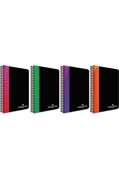 Faber Castell PP Kapak Şeritli 100 Yaprak A4 Çizgili Defter 4lü Set