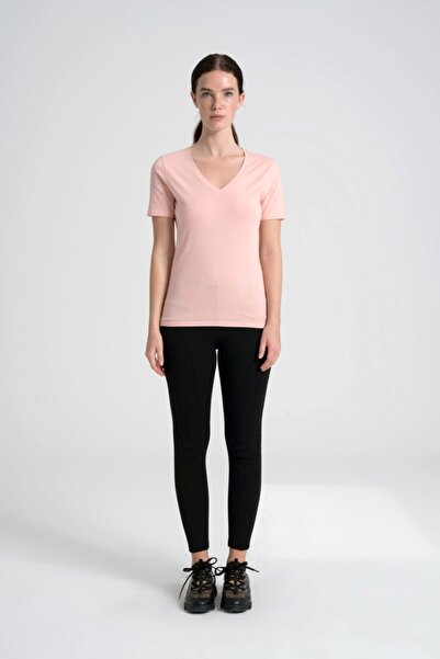 Ense Taş Detaylı %95 Cotton T-shirt 1000-p