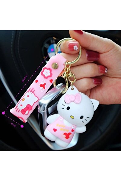 Techmarketi Hello Kitty görünümlü anahtarlık rüzgar geçirmez gazlı çakmak