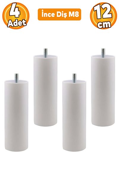 Badem10 Mobilier Canapea Fotoliu Baza Upgrade M8 Surub Dinți Fini Suport Picior Picioare Alb 12 Cm 4 Buc