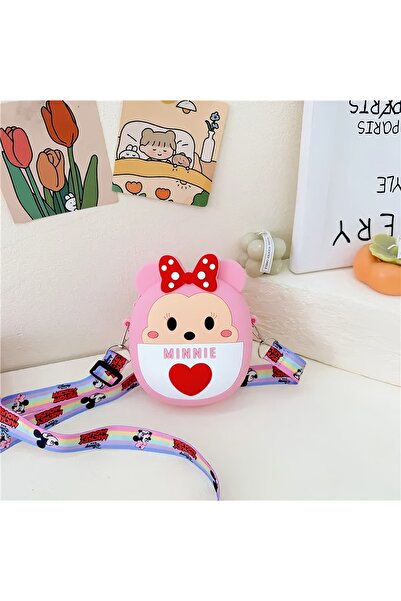 synshop Disney Minnie Mickey Mause Kore tarzı yeni sezon Yan Omuz Askılı Çocuk Silikon Kız Çanta Cüzdan