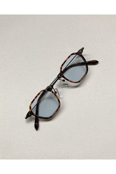 gözlüksüzgezmeyenler Blue Leopard Detailed Square Glasses