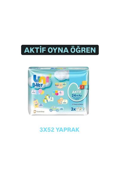 Uni Baby 24+ Months Baby Wet Wipes - 156 Sheets (3X52) with Adhesive Cover