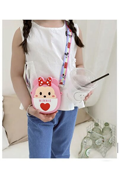 synshop Disney Minnie Mickey Mause Kore tarzı yeni sezon Yan Omuz Askılı Çocuk Silikon Kız Çanta Cüzdan