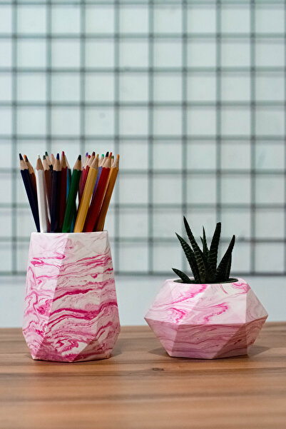 PAYATASARIM BETON OFİS SETİ KALEMLİK SAKSI KAKTÜS