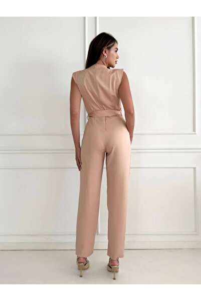 lovebox Salmon Colored Double Breasted Women's Jumpsuit - Chain Detailed, STP-001