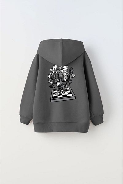 The Champ Clothing Hanorac pentru copii unisex afumat - Hanorac cu glugă, fleece Chess Think imprimat