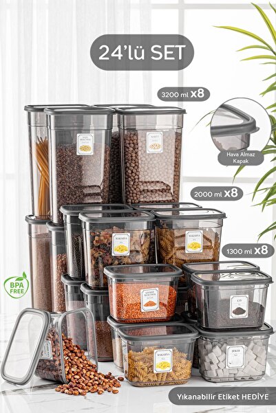 Meleni Home 24'lü Daisy Etiketli Geniş Dikdörtgen Saklama Kabı Mikrodalga Ve ...