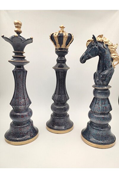 Tuğra Ev Aksesuar 3lü Satranç Takım Biblo Chess Trio