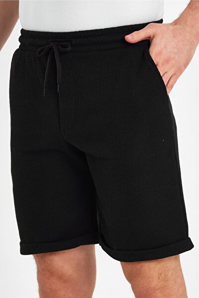 Mad&Calf Men's Waffle Regular Fit Casual Bermuda Shorts