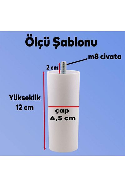 Badem10 Mobilier Canapea Fotoliu Baza Upgrade M8 Surub Dinți Fini Suport Picior Picioare Alb 12 Cm 4 Buc
