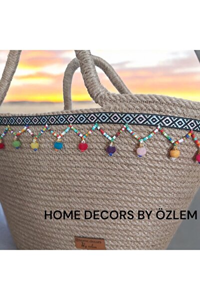 home decors by özlem Midi Size Daily Straw Bag Beach Bag Handbag Handmade Handmade Design Style Bag-35x20cm