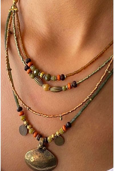 azra takı tasarım Women's Necklace, Handmade, Authentic, Ethnic Short Brass