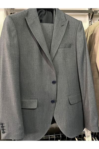 SÜVARİ Slim Fit Snap Patterned Suit with 6 Drop Vest