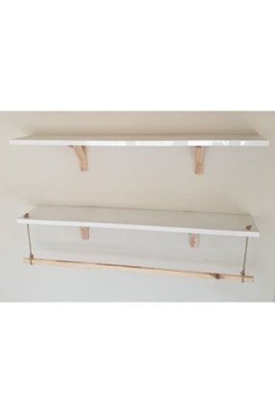 Elit ahşap 80x15 Dekoratif Halatlı Duvar Rafi