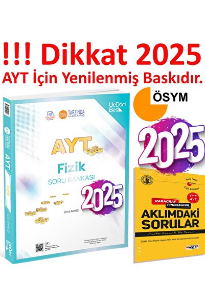 Üç Dört Beş Yayıncılık 345 Yayınları - AYT Fizik Soru Bankası Özcan Vip Bilgi Aykın Hocam Sarmalı Benim Sinan 3D Ertan