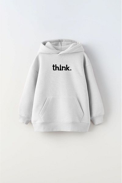 The Champ Clothing Бял унисекс детски суичър с качулка с полар с качулка отвътре Chess Think Printed