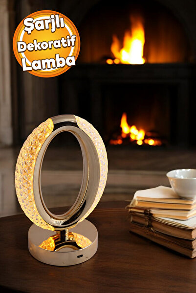 Badem10 Modern Dekoratif Romantik Süsleme Masa Lambası Ledli Beyaz Sarı Soft ...