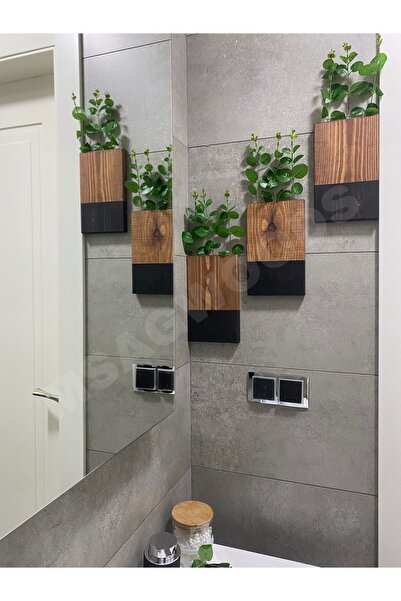 MSAĞWOODS 3'LÜ AHŞAP ÇİÇEKLİK MUTFAK BANYO KIŞ BAHÇESİ YAPAY ÇİÇEK BALKON EV HEDİYESİ ÇEYİZ BOHEM RUSTİK