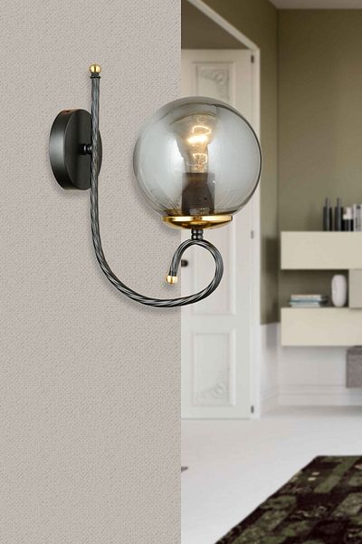 Kraliçe Black Smoked Glass Tower - Modern Sconce
