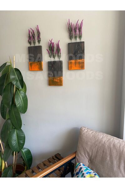 MSAĞWOODS 3'LÜ AHŞAP ÇİÇEKLİK YAPAY ÇİÇEK MUTFAK BANYO KIŞ BAHÇESİ BALKON EV HEDİYESİ ÇEYİZ BOHEM RUSTİK