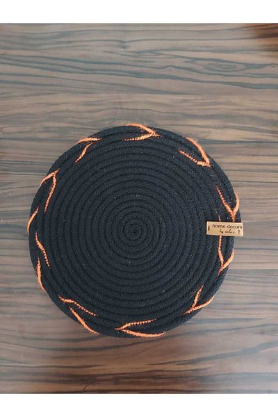 home decors by özlem Black Trivet Straw Clothes Set of 2 - Kitchen Accessory, Dining and Tableware - 22x22cm
