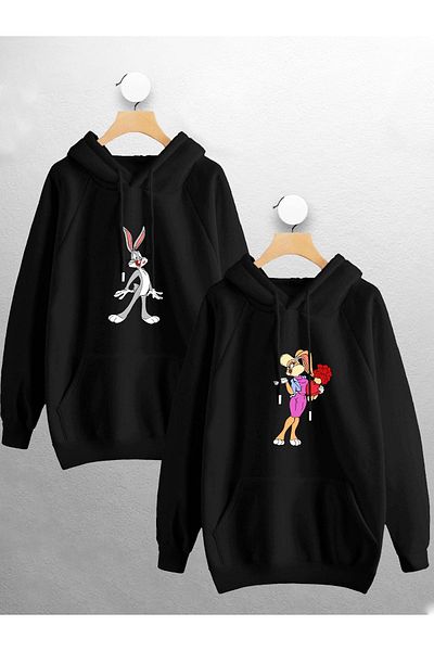 macklin Lover Couple Combination Bugs Bunny - Lola Printed Design Φούτερ με κουκούλα Σετ 2 τεμαχίων