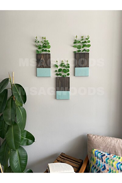 MSAĞWOODS 3'LÜ AHŞAP ÇİÇEKLİK MUTFAK BANYO KIŞ BAHÇESİ YAPAY ÇİÇEK BALKON EV ...