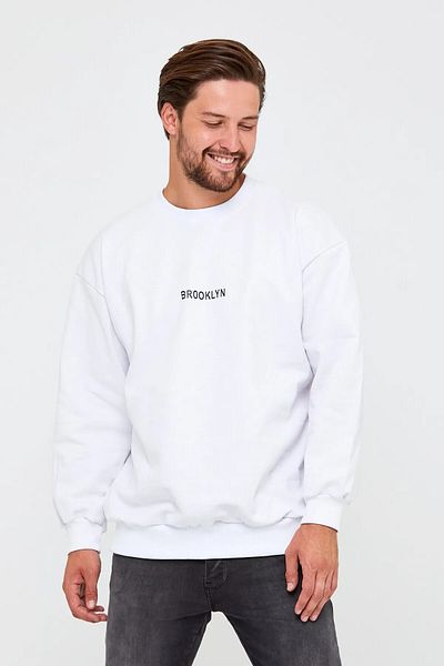 OFFSIDESIGN Brooklyn Printed Unisex Oversize Sweatshirt - Crew Neck, Loose Women/men