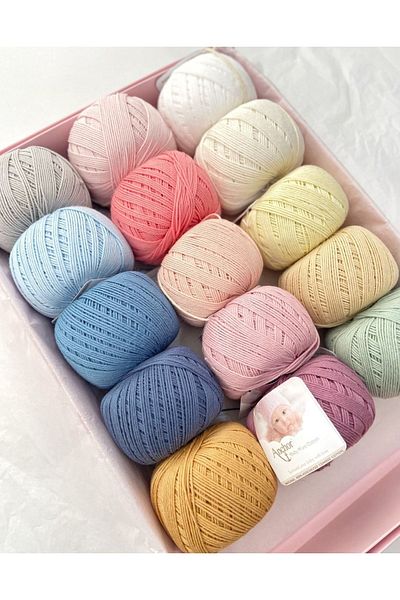 Anchor Baby Pure Coton Yarn Set 15 Pieces, Cotton Baby Knitting Yarn